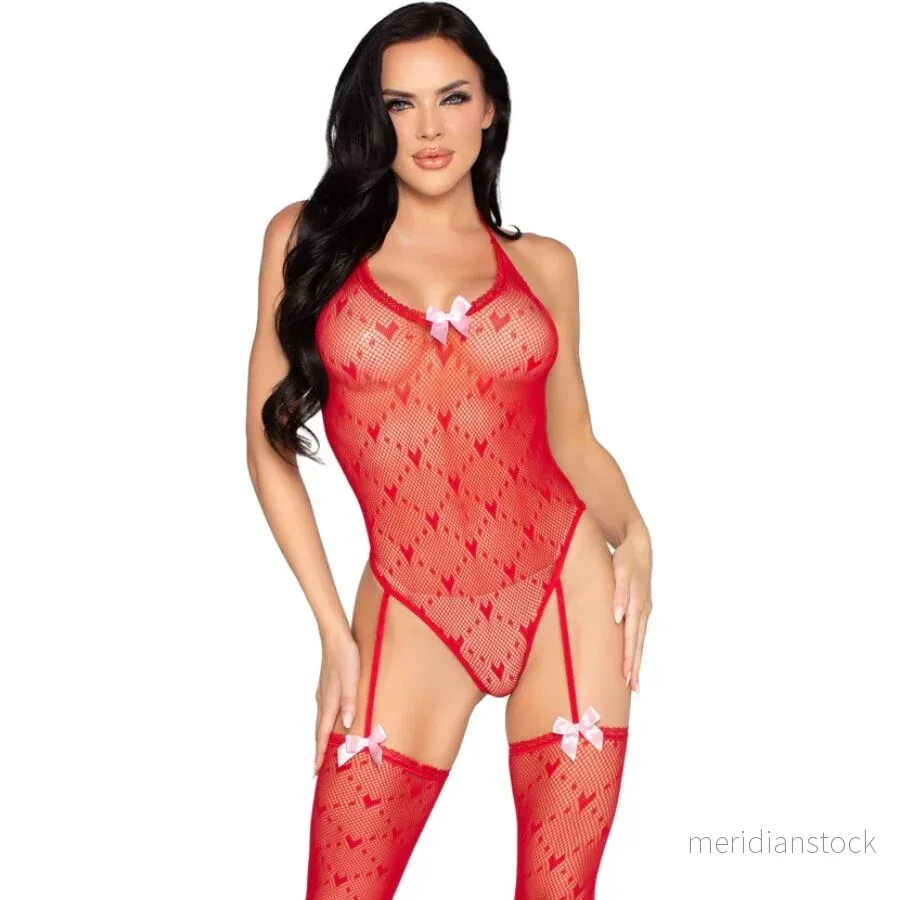 LEG AVENUE - 89360 OPEN BACK BODYSUIT WITH GARTER BELT BLACK- ONE SIZE - Bild 2