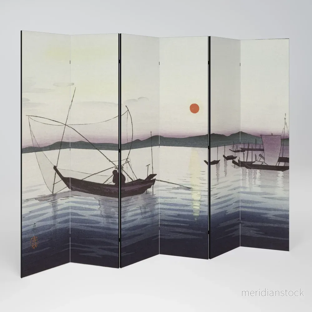 BOATS AND SETTING SUN Rumsavdelare 6 paneler