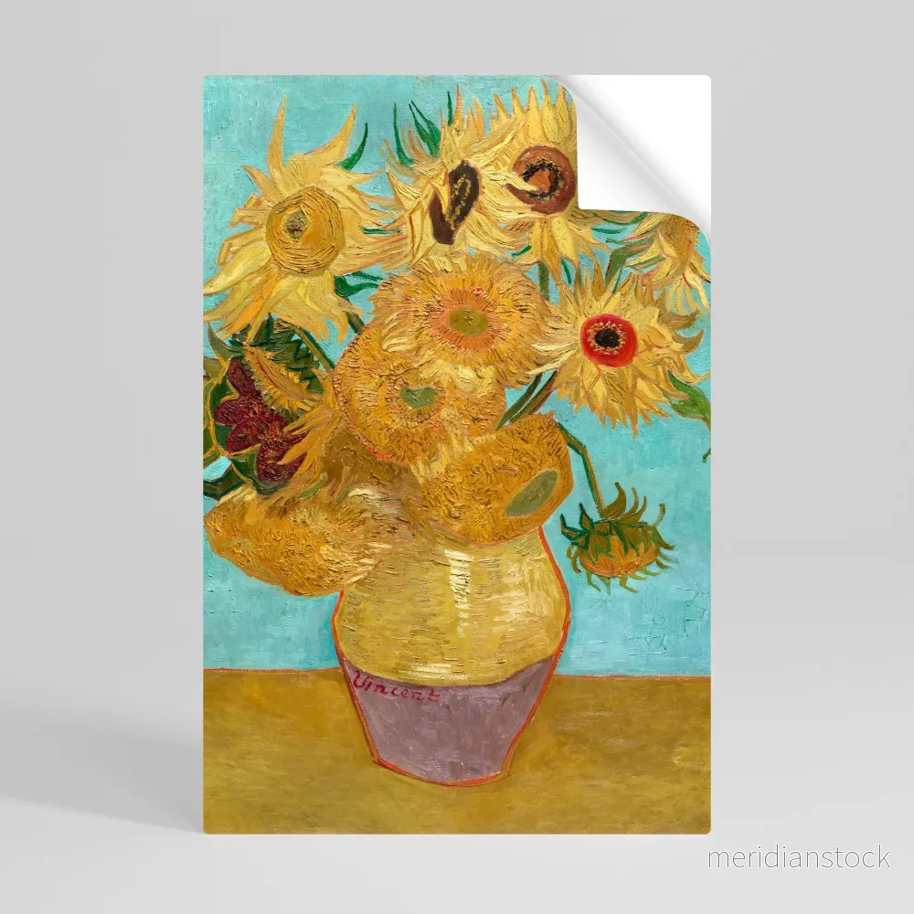 VASE WITH TWELVE SUNFLOWERS Självhäftande Vertikal Poster - Bild 3