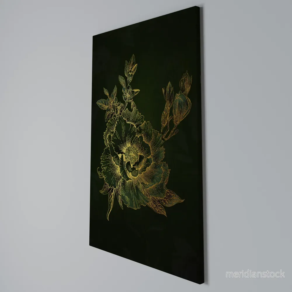 MIDNIGHT FLORAL GLIMMER Vertical Canvas Print - Bild 3