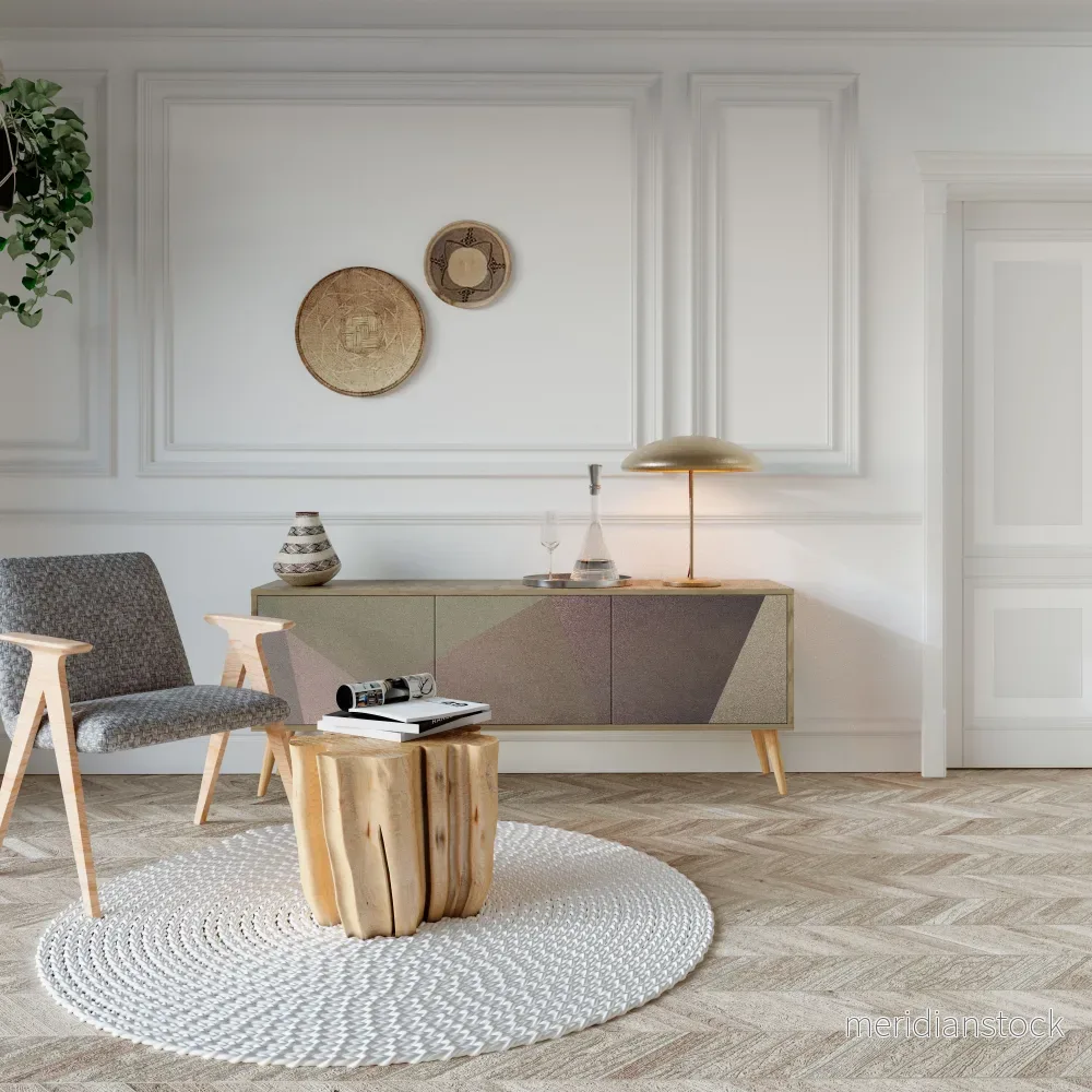 BEIGE GEOMETRY TV-bänk med 3 dörrar - Bild 3