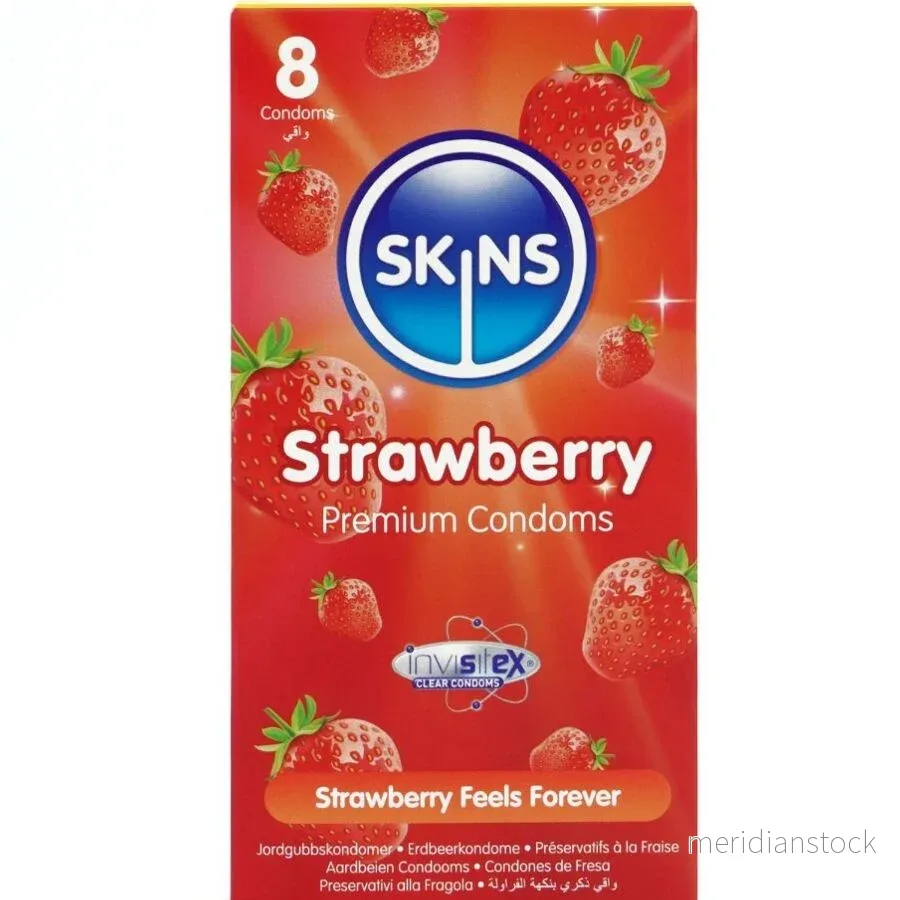 SKINS - STRAWBERRY PREMIUM CONDOMS PACK 8
