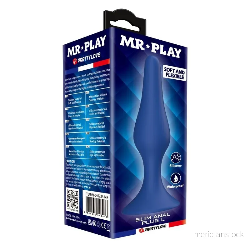 MR PLAY - SLIM SILICONE ANAL PLUG BLUE L - Bild 3