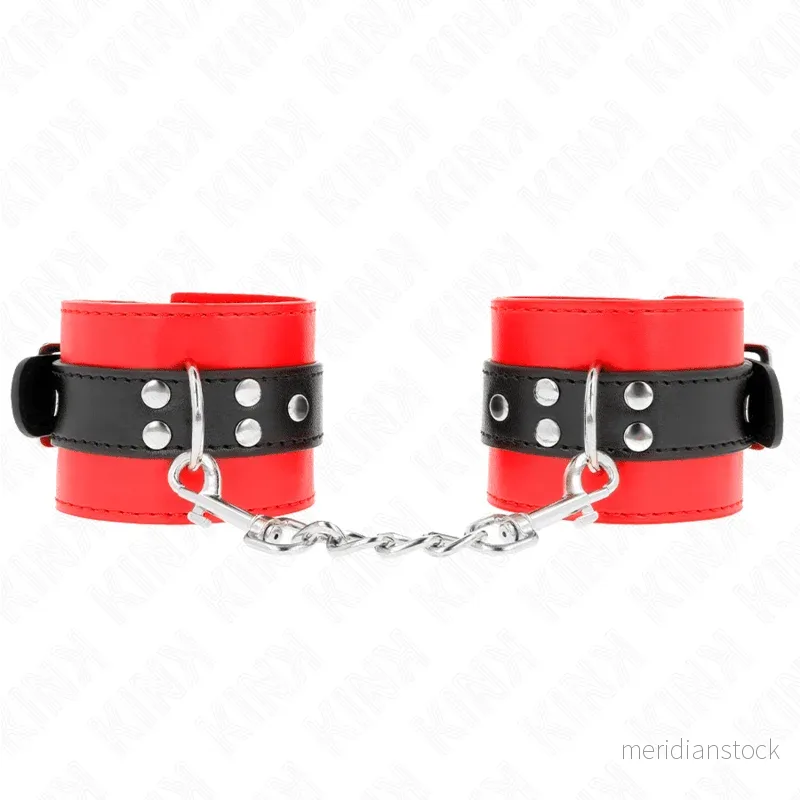 KINK - WRIST RESTRAINTS RED WITH BLACK BELT ADJUSTABLE 17-28 CM X 6 CM