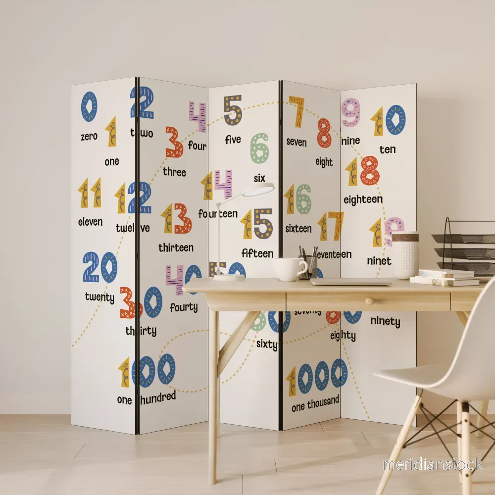 COUNTING LESSON Dekorativ rumsavdelare – 5 paneler - Bild 3
