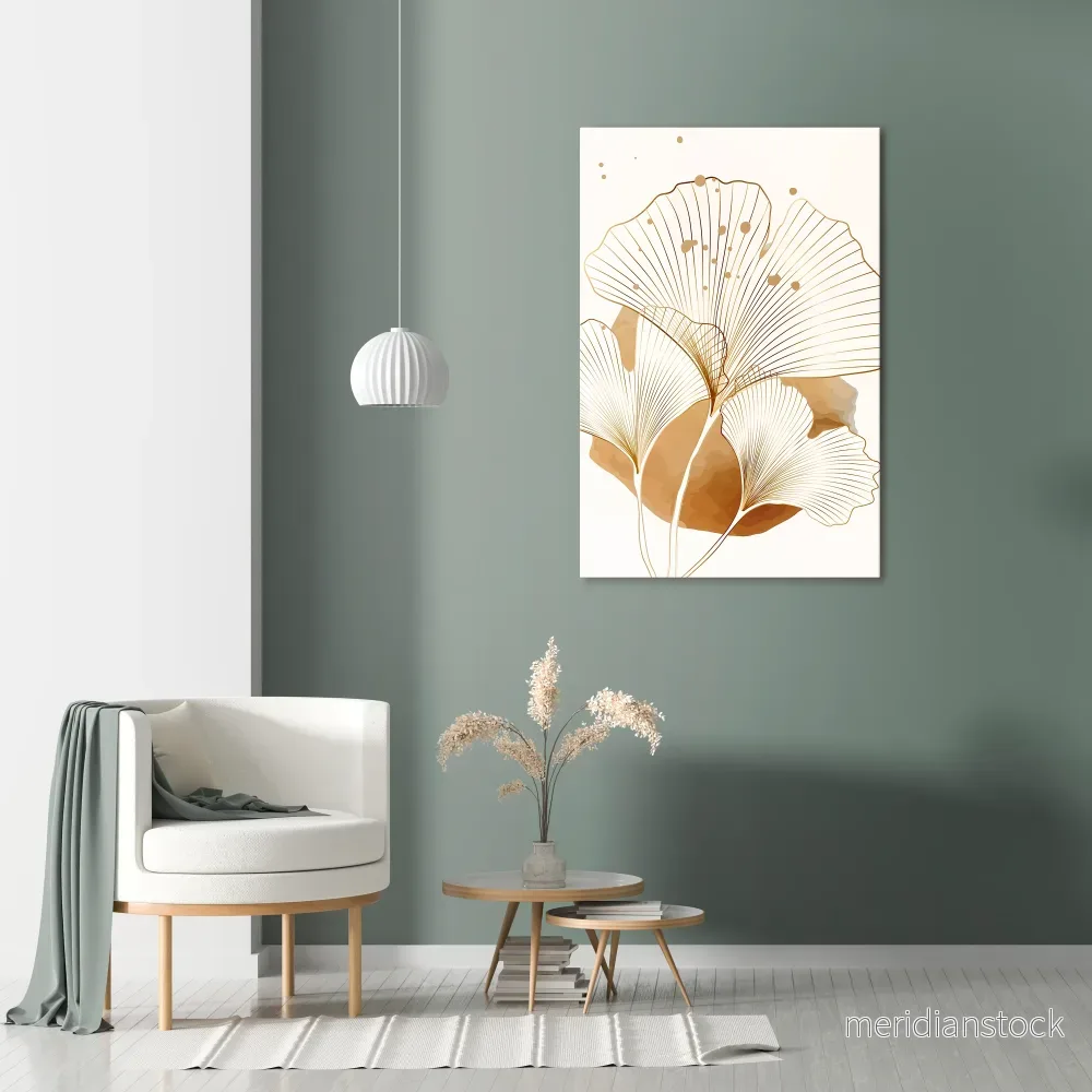 GOLDEN GINKGO DREAMS Vertical Canvas Print