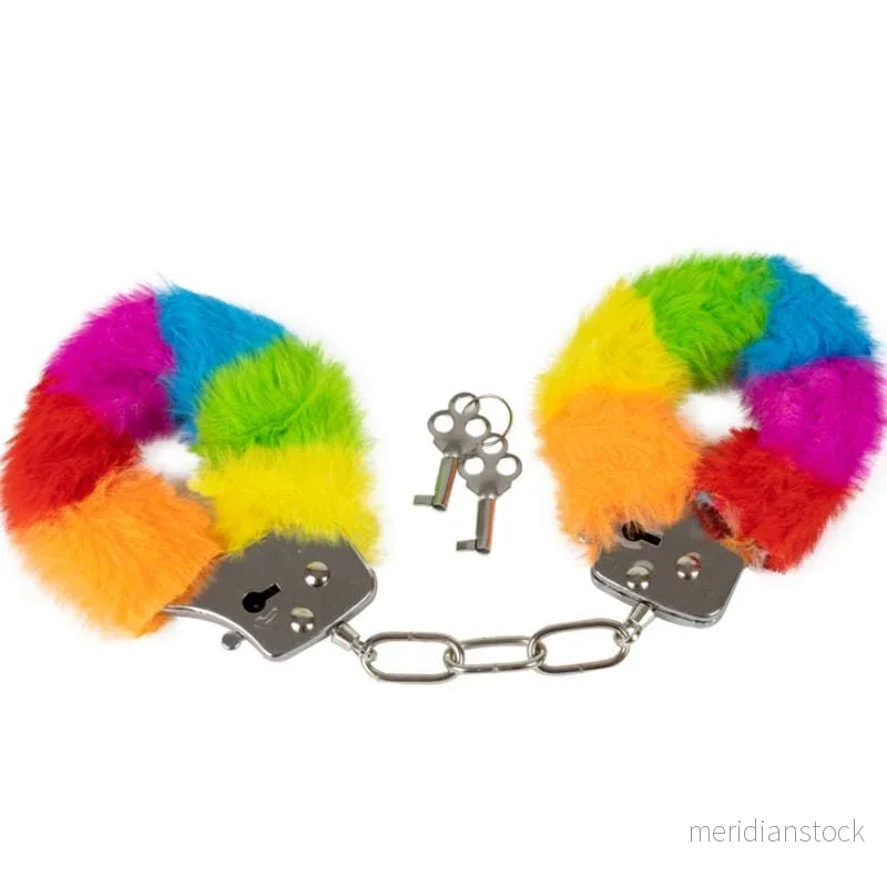 SPENCER & FLEETWOOD - RAINBOW LINED METAL HANDCUFFS