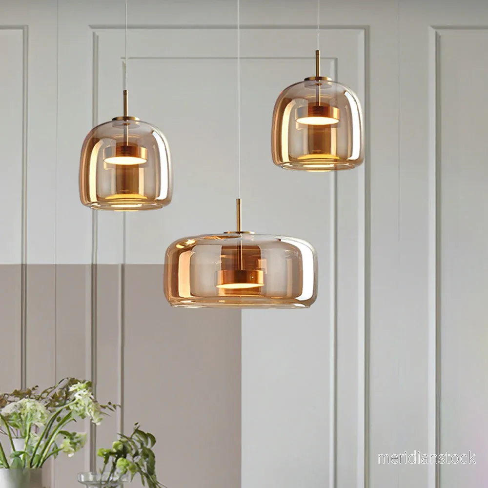 Pendellampa i tonat glas – retro taklampa i bärnsten, rök eller klart glas Pendellampa i tonat glas – retro taklampa i bärnsten, rök eller klart glas