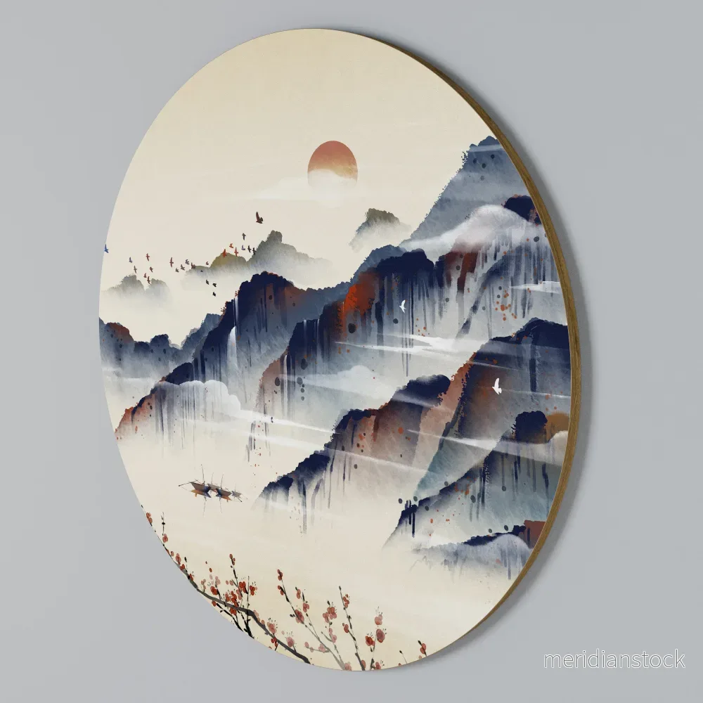 JAPANESE LANDSCAPE Rund väggdekor