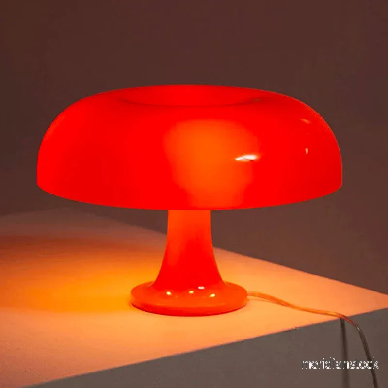 Bordslampa svamp – retro sänglampa i mid-century-stil, orange eller vit Bordslampa svamp – retro sänglampa i mid-century-stil, orange eller vit