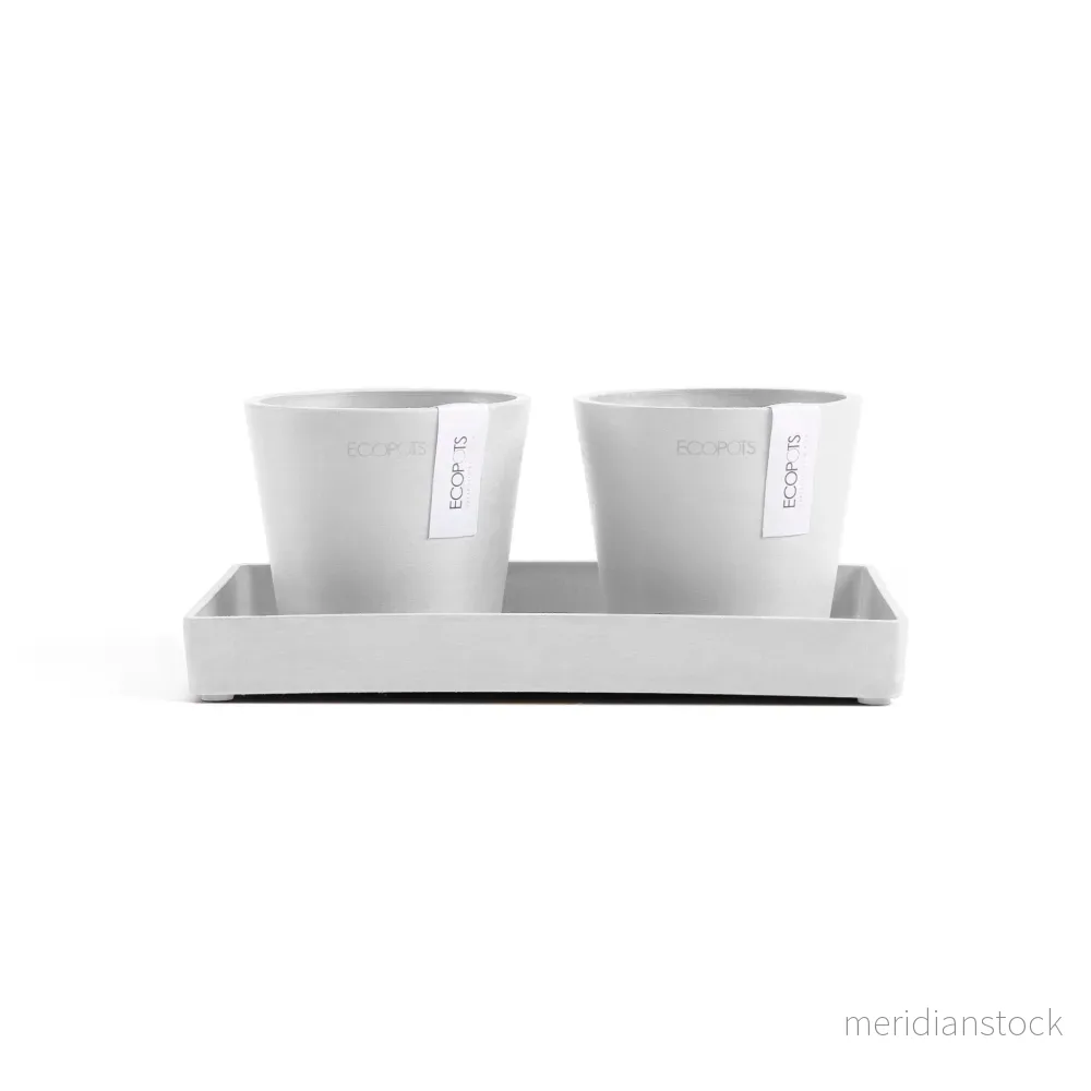 Kruka Amsterdam 10,5cm 2st & presentationsbricka 25cm vit - Bild 3