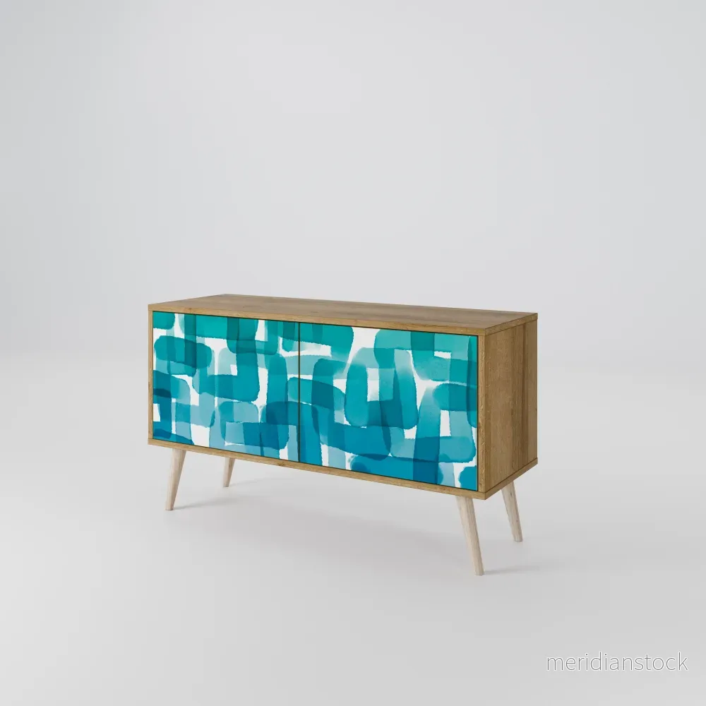 TURQUOISE RECTANGLES Kompakt TV-bänk med 2 dörrar TURQUOISE RECTANGLES Kompakt TV-bänk med 2 dörrar