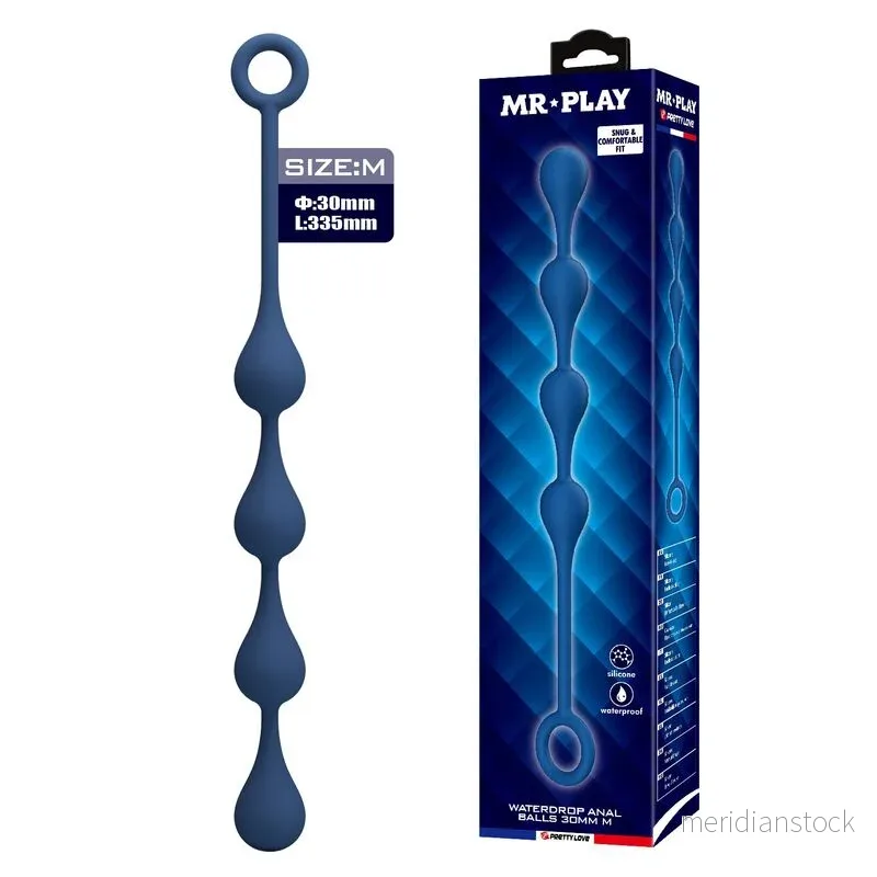 MR PLAY - BLUE SILICONE ANAL BEADS SIZE M 33 CM
