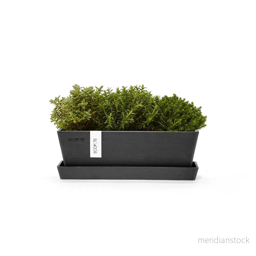 Kruka Bruge 25cm + krukfat mörkgrå Kruka Bruge 25cm + krukfat mörkgrå