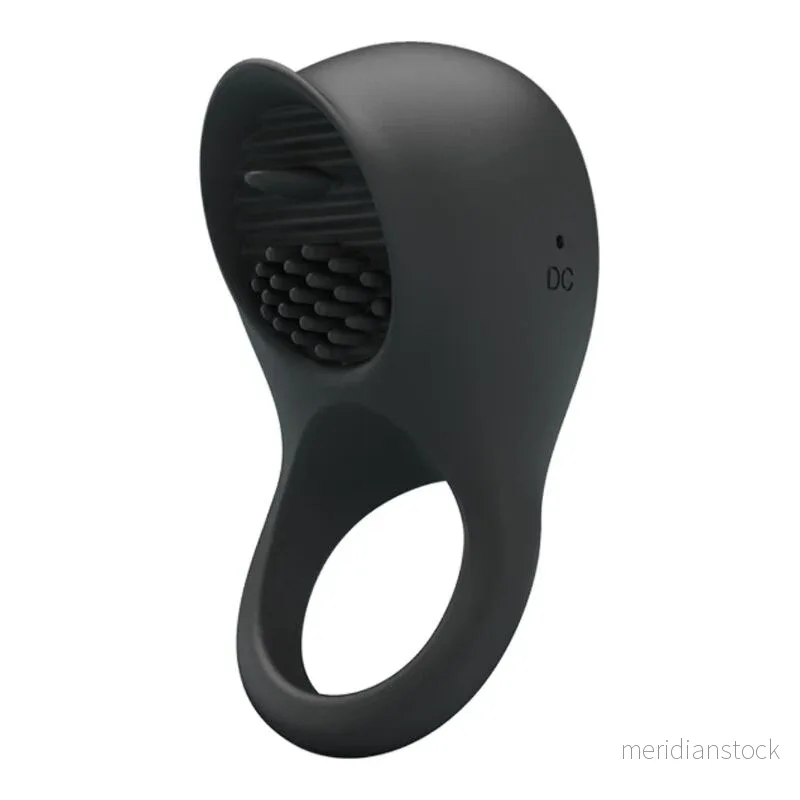PRETTY LOVE - VIBRATING PENIS RING WITH BLACK TONGUE