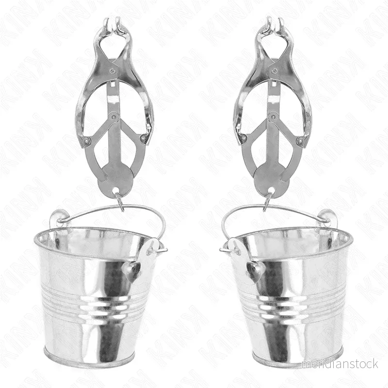 KINK - JAPANESE CLOVER NIPPLE CLAMPS WITH BUCKETS SILVER