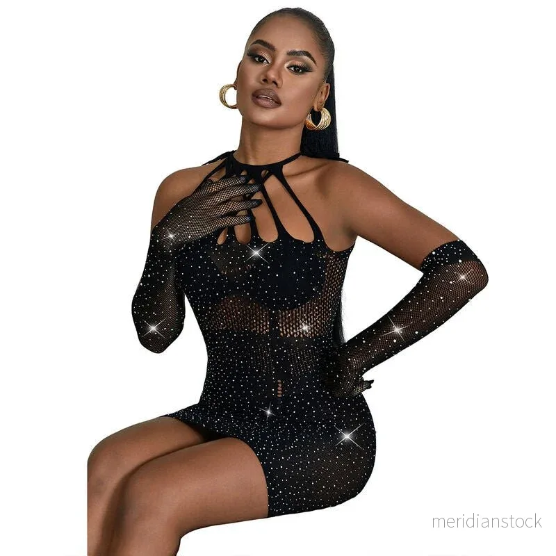 SUBBLIME - 952235 FISHNET DRESS WITH RHINESTONES BLACK ONE SIZE - Bild 3
