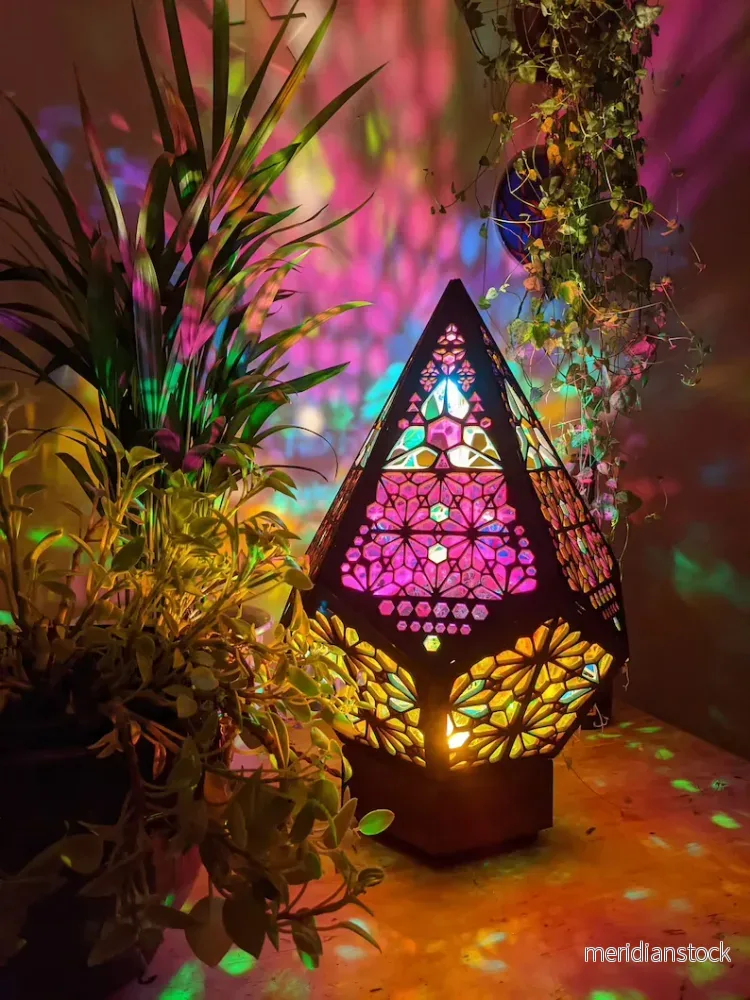 LED-bordslampa i glasblockstil - LumiAura - Bild 2