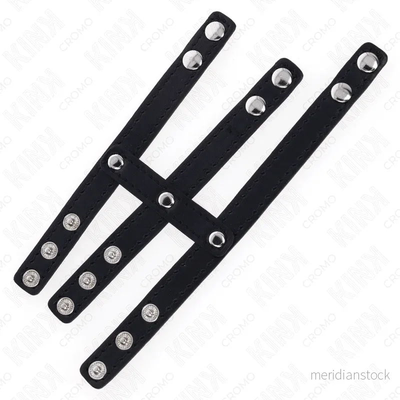 KINK - TRIPLE LEATHER PENIS RING WITH PRESSURE CLOSURE - Bild 3