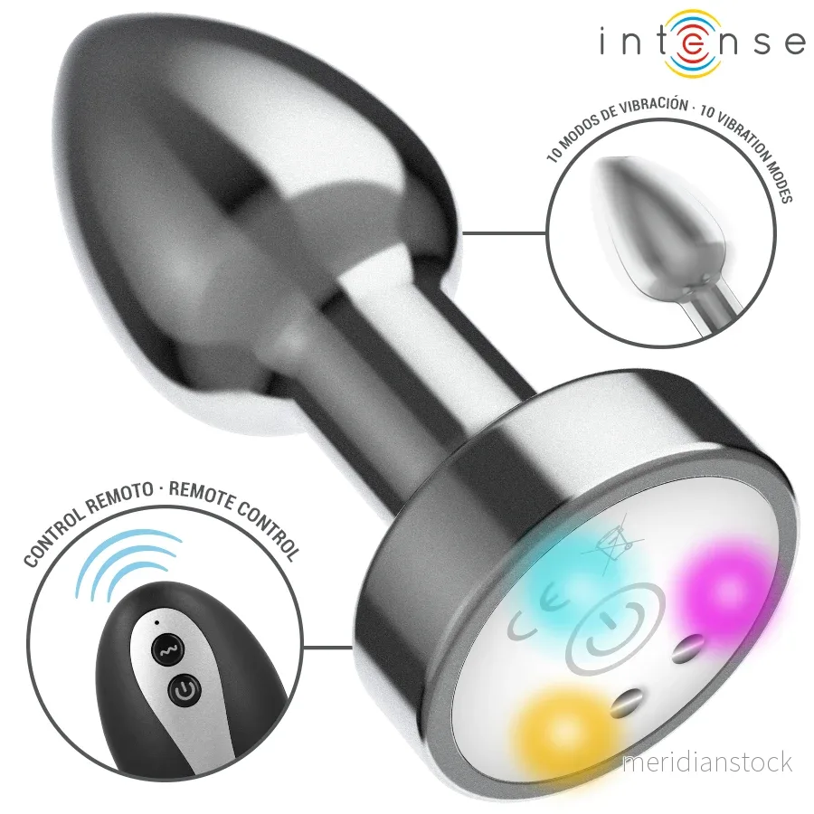 INTENSE - VIBRATING METAL ANAL PLUG WITH LED LIGHTS AND REMOTE CONTROL - SIZE S - Bild 2