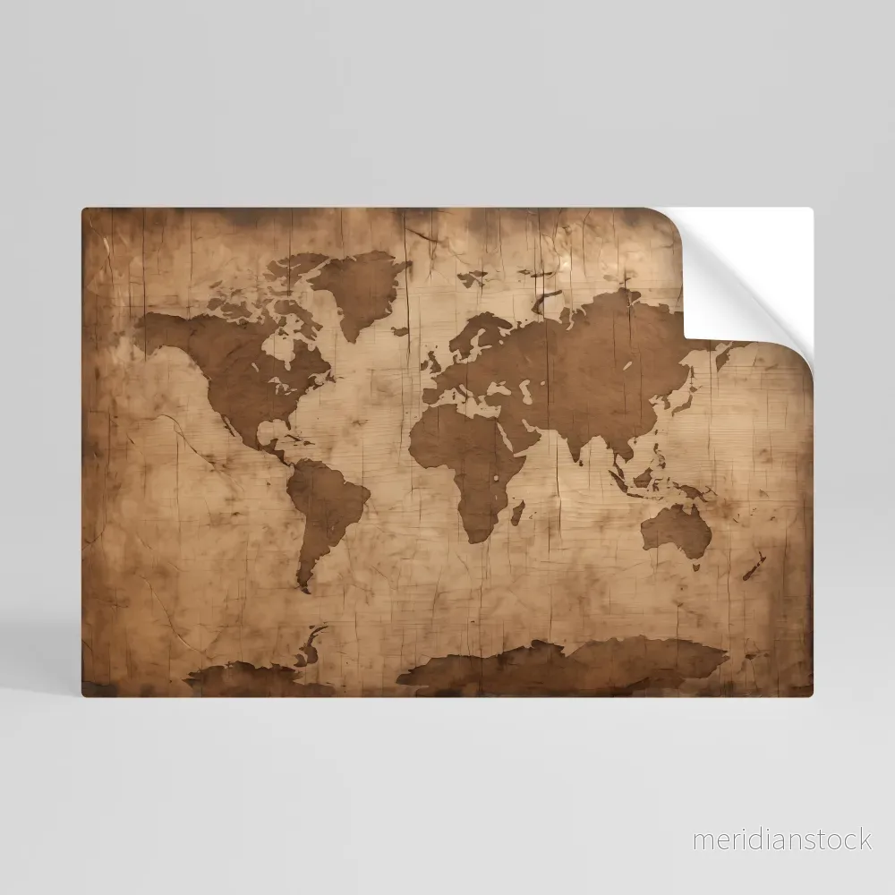 AGED WORLD MAP Självhäftande Horisontell Poster - Bild 2