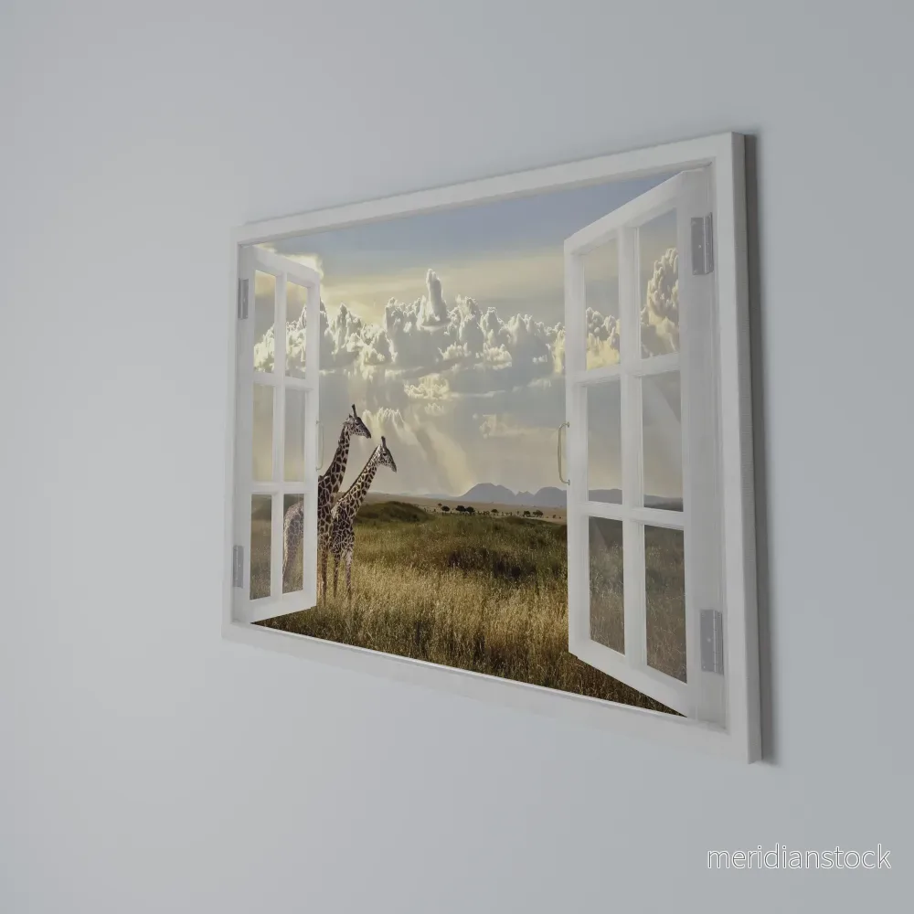 GIRAFFE GAZE WINDOW Horizontal Canvas Print - Bild 3