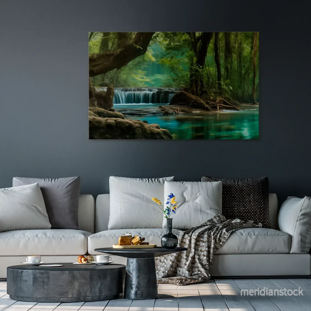TRANQUIL WATERFALL ESCAPE Horizontal Canvas Print - Bild 2
