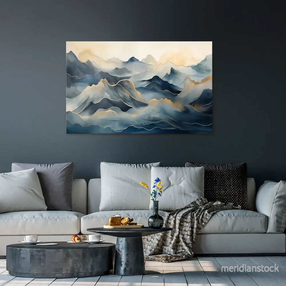 GOLDEN MOUNTAIN FOG Horizontal Canvas Print - Bild 2