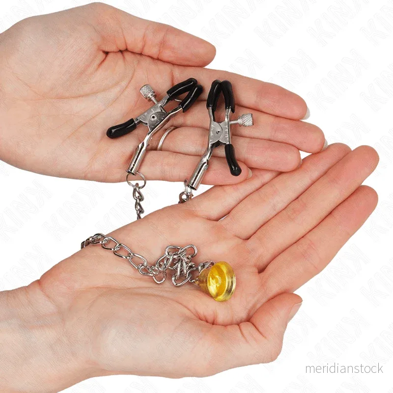 KINK - CHAIN NIPPLE CLAMPS WITH HORN PENDANT 30 CM - Bild 3