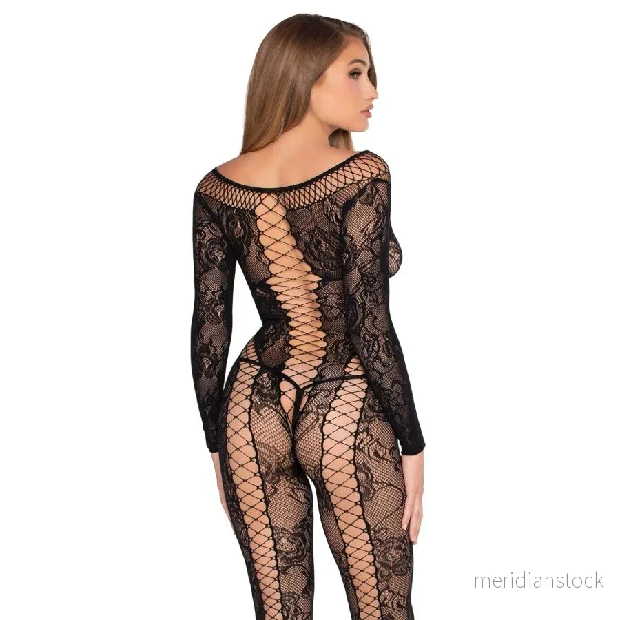 LEG AVENUE - 89369 NET & LACE JUMPSUIT BLACK - ONE SIZE - Bild 3