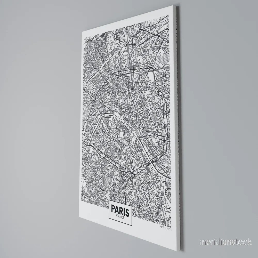 PARIS TOWN PLAN Vertical Canvas Print - Bild 3
