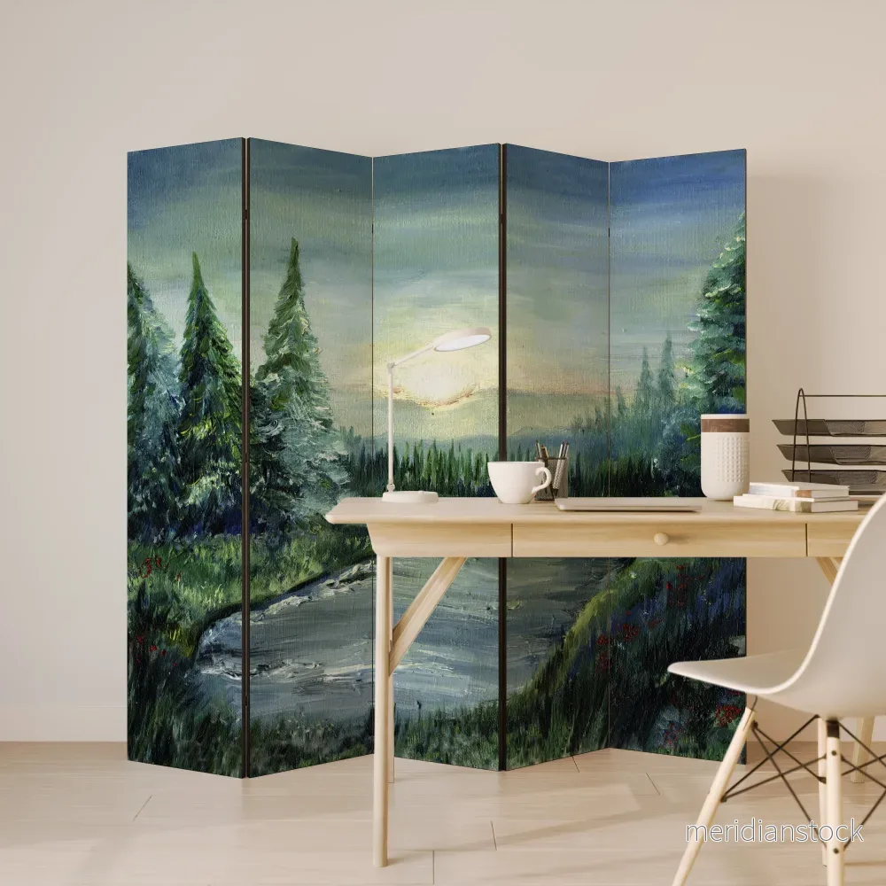 FOREST SUNSET Dekorativ rumsavdelare – 5 paneler - Bild 3