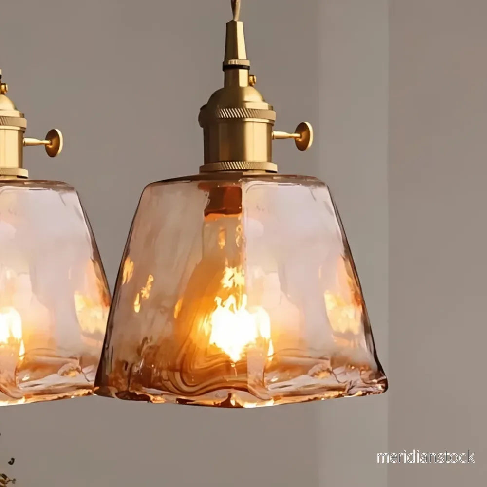 Retro hänglampa i metall och glas - Vintalux - Bild 3