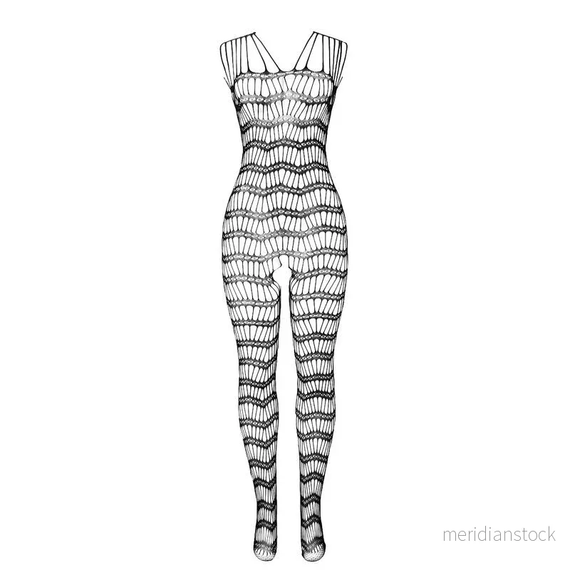 SUBBLIME - 951696 FISHNET CROTCHLESS BODYSTOCKING WITH STRAPS ON THE SHOULDERS BLACK ONE SIZE