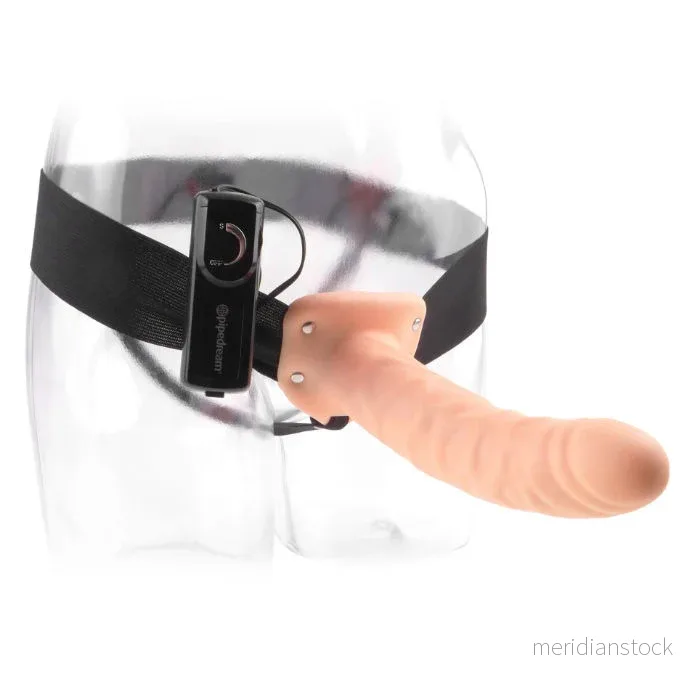 FETISH FANTASY SERIES - 19 CM VIBRATING HOLLOW STRAP-ON BROWN - Bild 3