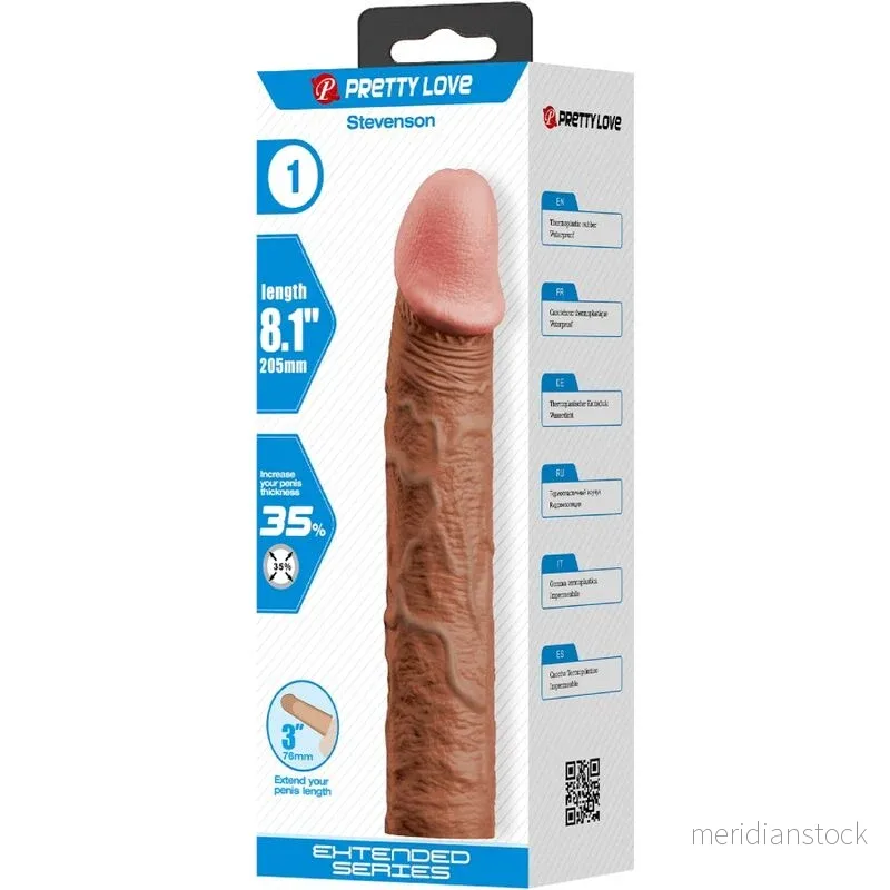PRETTY LOVE - STEVENSON PENIS SLEEVE WITH 7.6 CM EXTENSION MULATTO - Bild 3