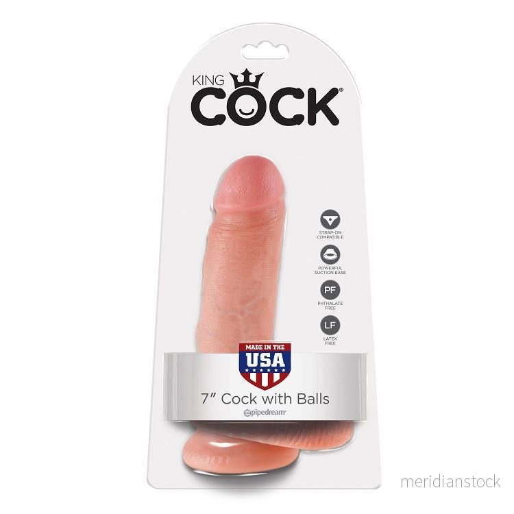 KING COCK - 7 DILDO FLESH WITH BALLS 17.8 CM - Bild 3