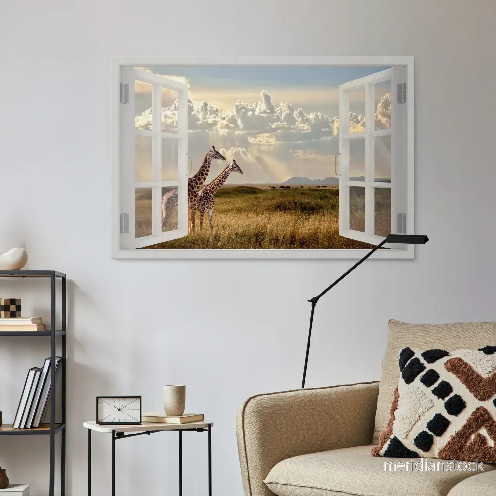 GIRAFFE GAZE WINDOW Horizontal Canvas Print - Bild 2