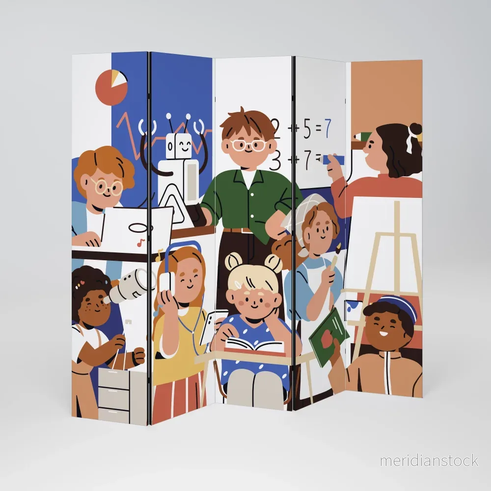 SCHOOL VIBE Dekorativ rumsavdelare – 5 paneler - Bild 2