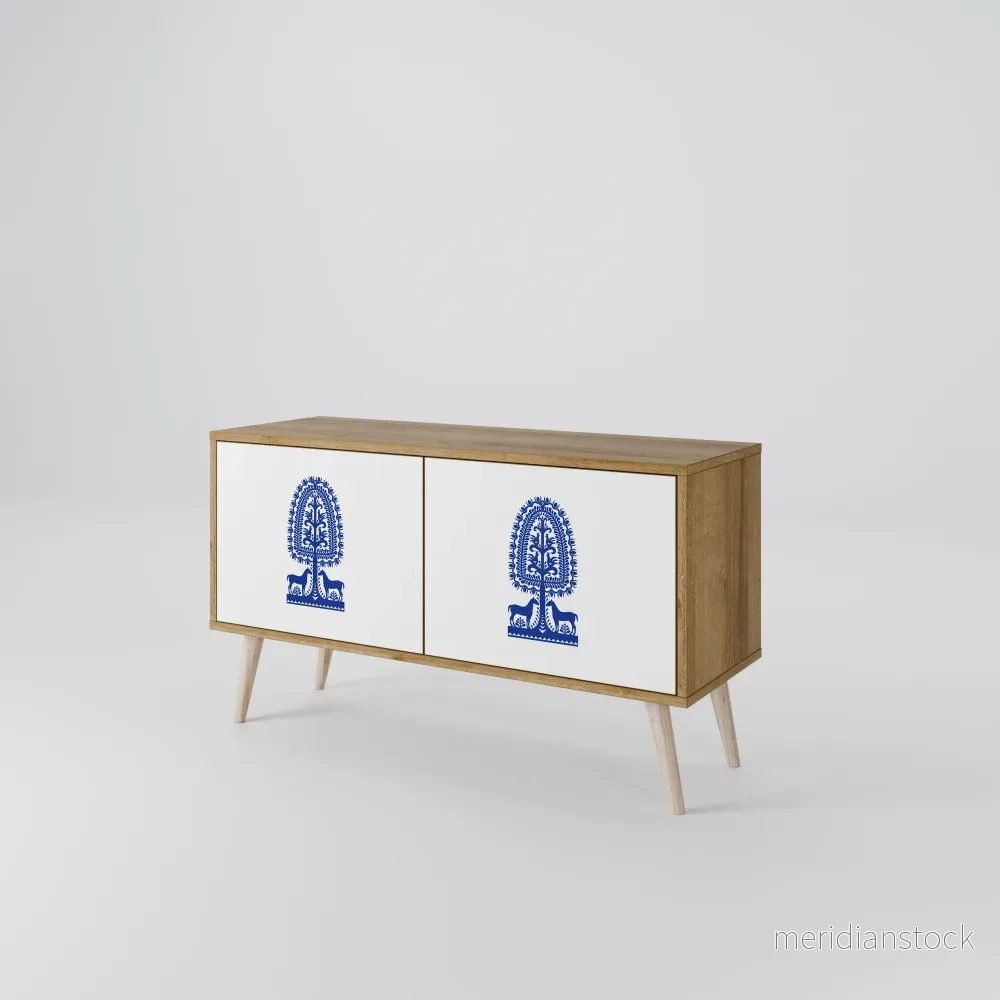 POLISH FOLK ART Kompakt TV-bänk med 2 dörrar POLISH FOLK ART Kompakt TV-bänk med 2 dörrar