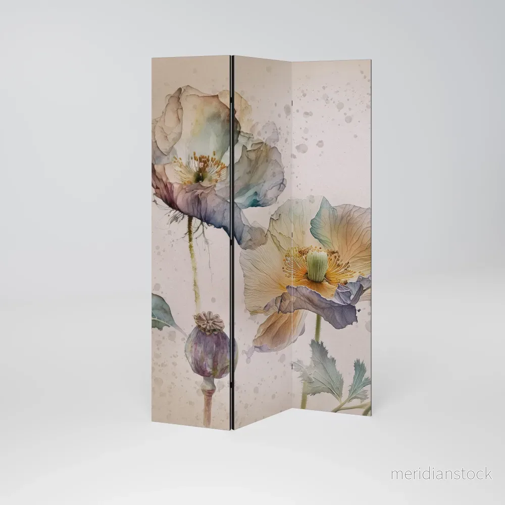 SOFTEN POPPY Dekorativ rumsavdelare – 3 paneler