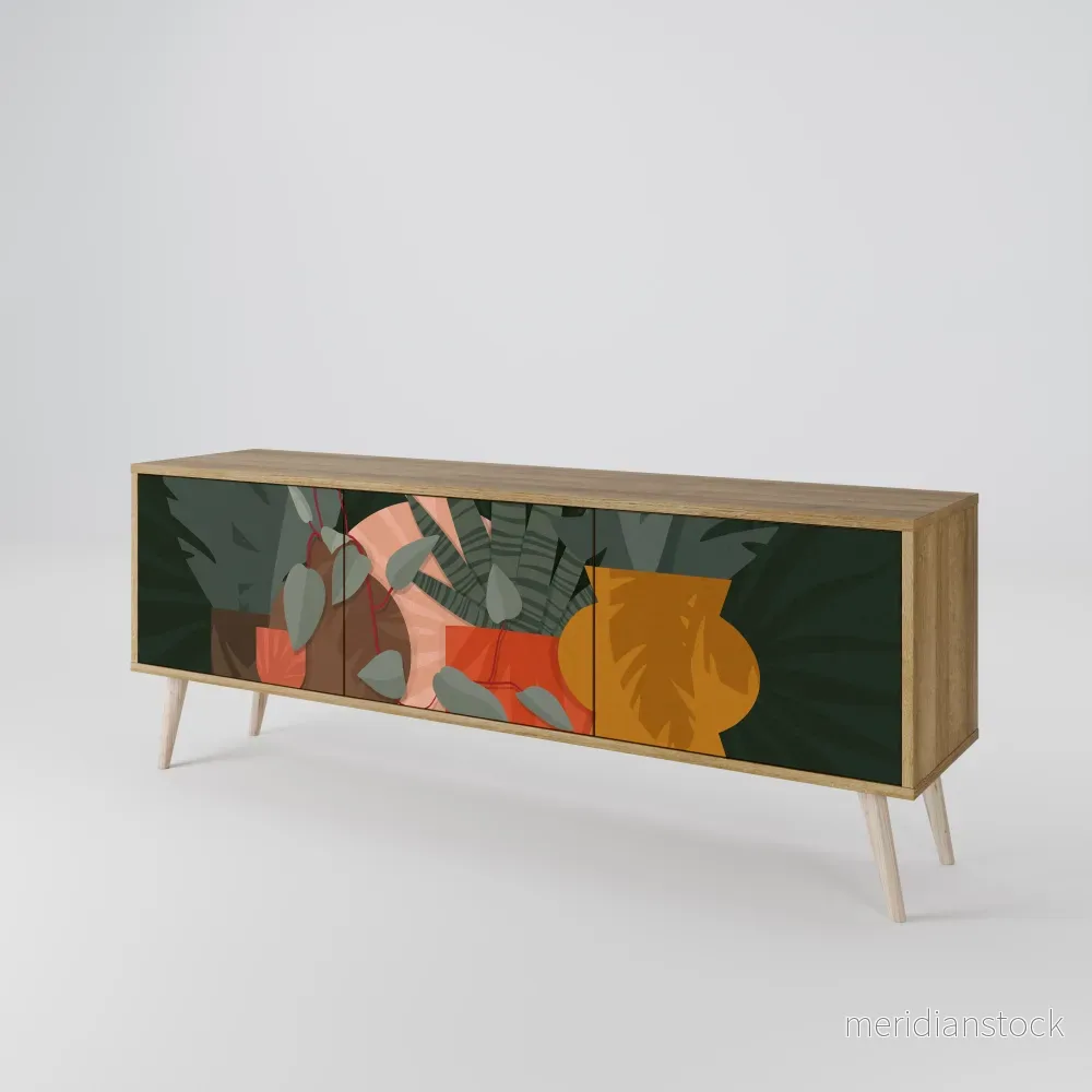 TROPICAL COMPOSITION TV-bänk med 3 dörrar