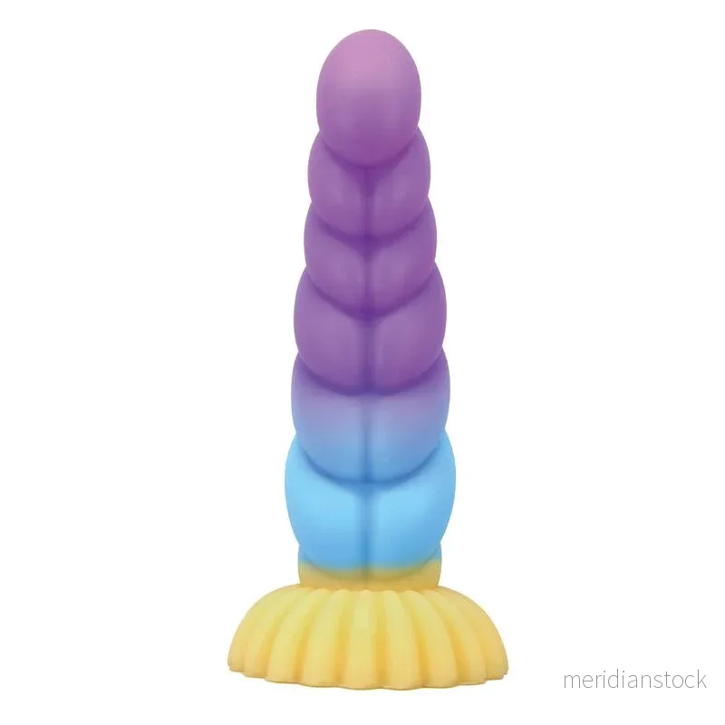 POWER MONSTERS - UNICORN TRICOLOR FANTASY SILICONE DILDO 22 CM Ø 5 CM - Bild 2