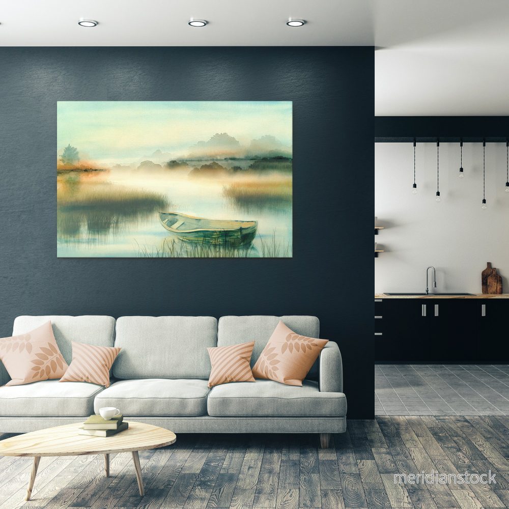 MORNING BY THE LAKE Horizontal Canvas Print