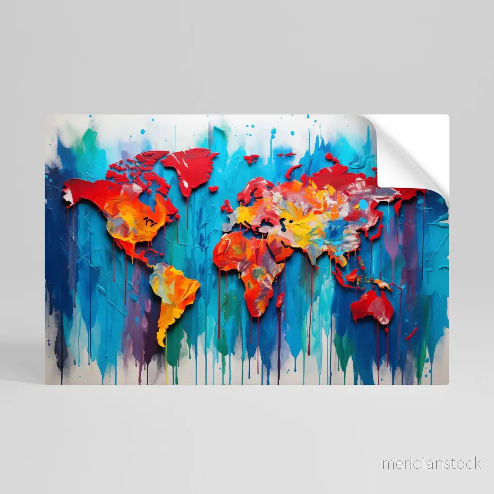 COLORFUL WORLD MAP Självhäftande Horisontell Poster COLORFUL WORLD MAP Självhäftande Horisontell Poster