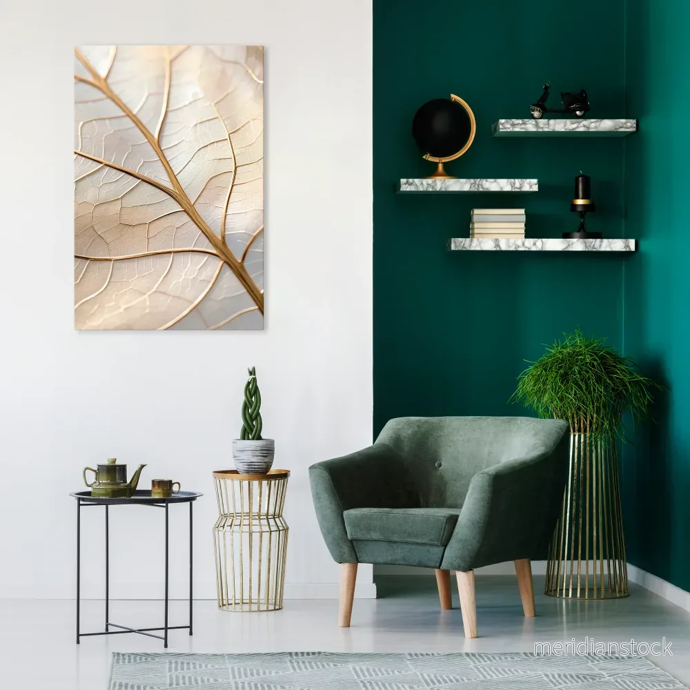 GOLDEN LEAF WHISPERS Vertical Canvas Print