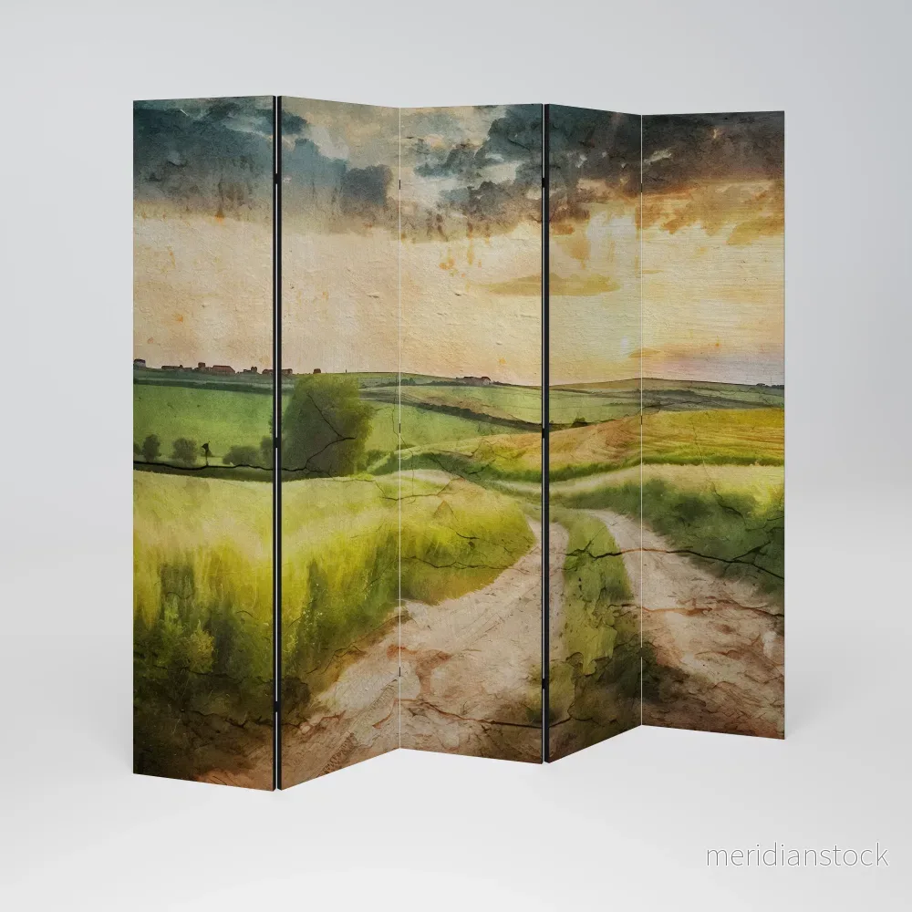 SUNSET PATH Dekorativ rumsavdelare – 5 paneler