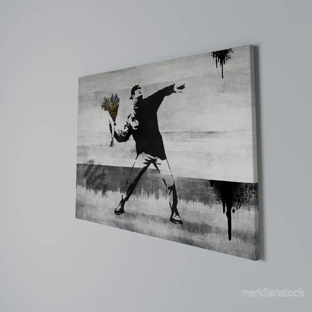 FLOWER BOMBER (BANKSY) Horizontal Canvas Print - Bild 3