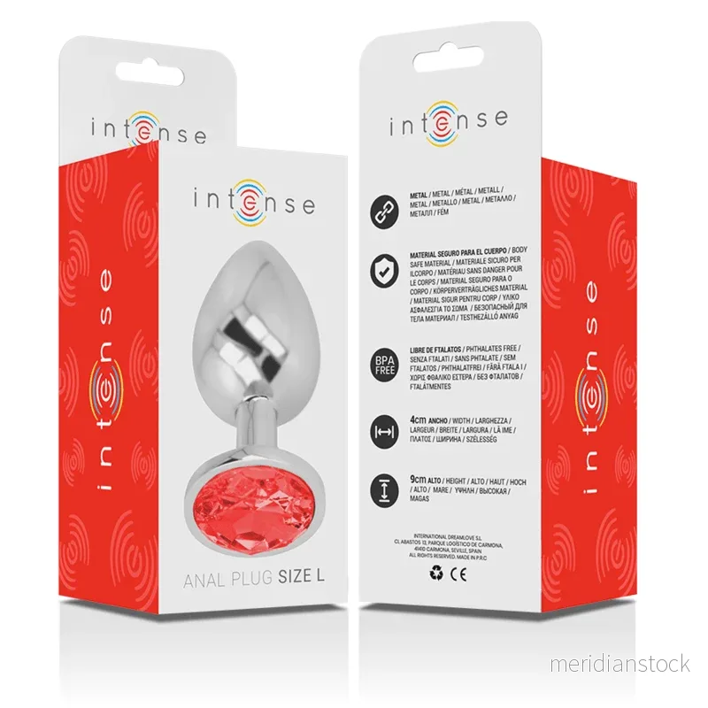 INTENSE - ALUMINUM METAL ANAL PLUG WITH RED CRYSTAL SIZE L - Bild 3