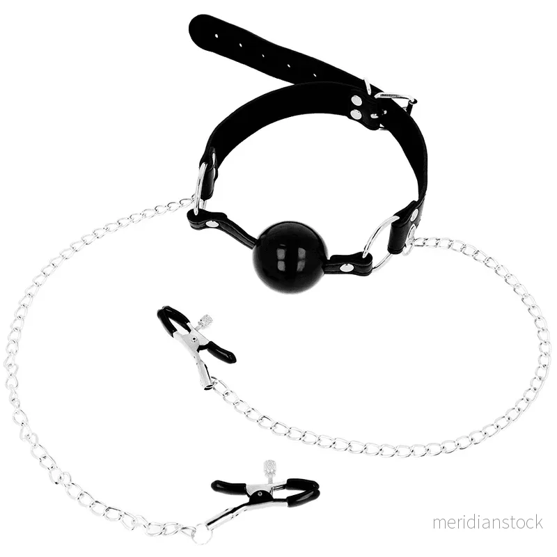 OHMAMA FETISH BLACK BALL GAG WITH NIPPLE CLAMPS - Bild 2
